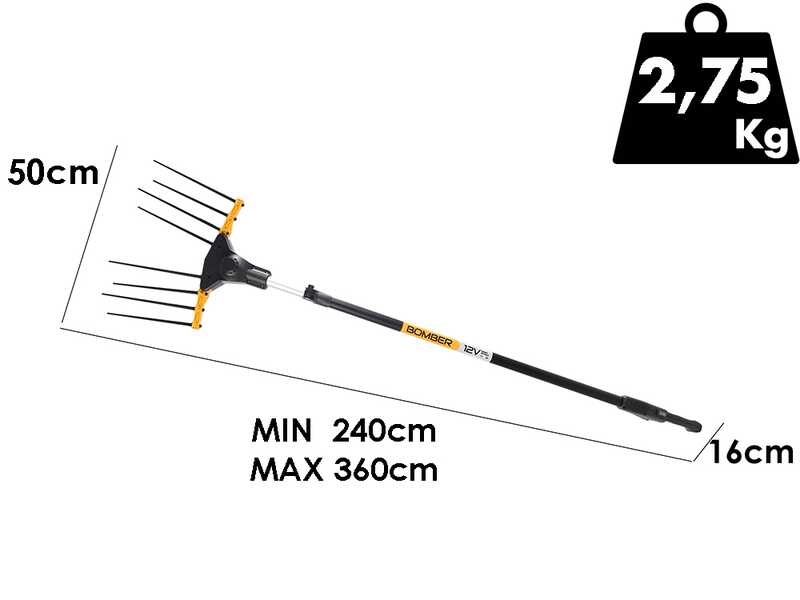 Volpi Bomber 165XL - Abbacchiatore elettrico a batteria - Asta telescopica 240/360cm