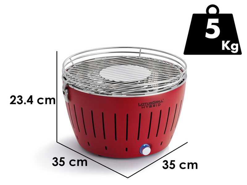 LotusGrill LG G34 H RD - Barbecue portatile per esterno ibrido - Scocca rossa