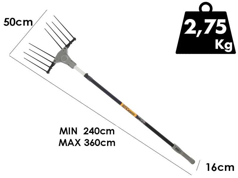 Volpi Super Bomber 185XL - Abbacchiatore elettrico a batteria - Asta telescopica 240/360cm