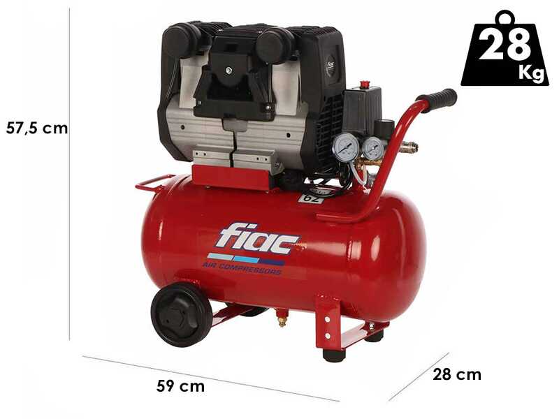 FIAC Xilence 24 XS258 - Compressore aria elettrico monofase silenziato - Oil-less - Motore 2 HP - 24 lt