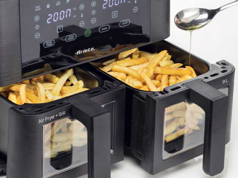 Ariete 4631 - Friggitrice ad aria doppio vetro 9 L