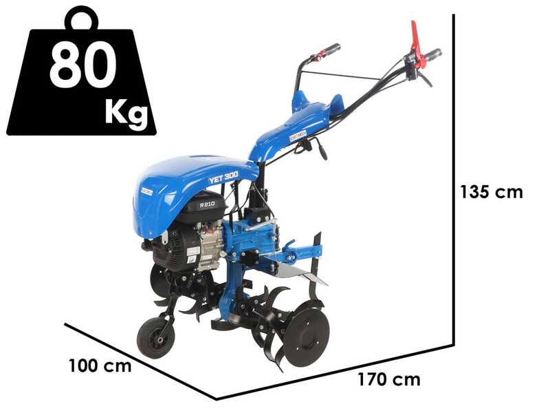 EuroMech YET 300 - Motozappa a scoppio - 7 HP - Motore Yagmur R210