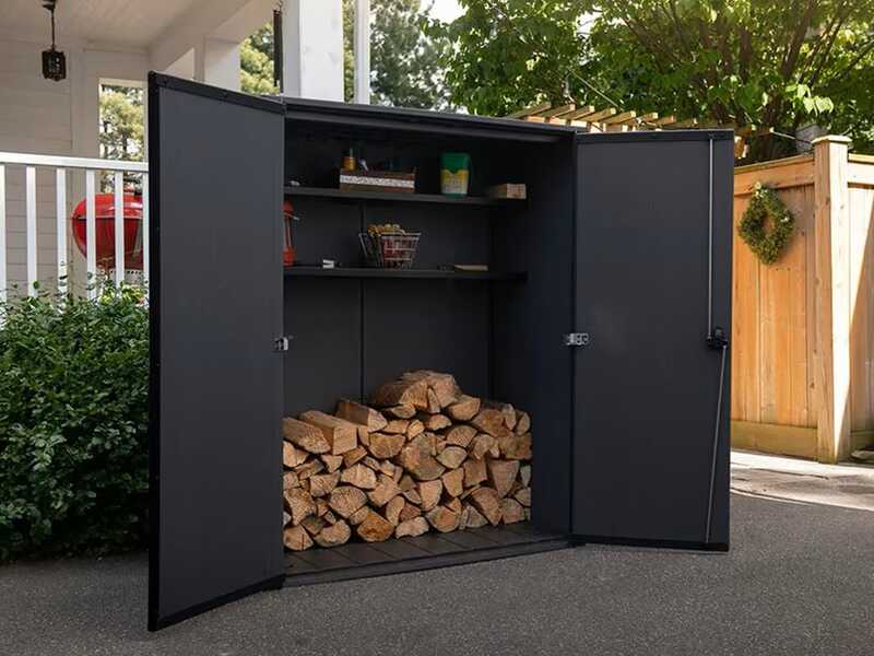 Keter Signature Walnut - Armadio porta attrezzi da giardino - 140x73x170 cm