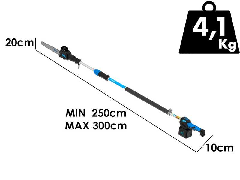 Campagnola T-REX 250-300 - Potatore manuale elettrico a batteria su asta  - Batteria da 21,6V 5Ah