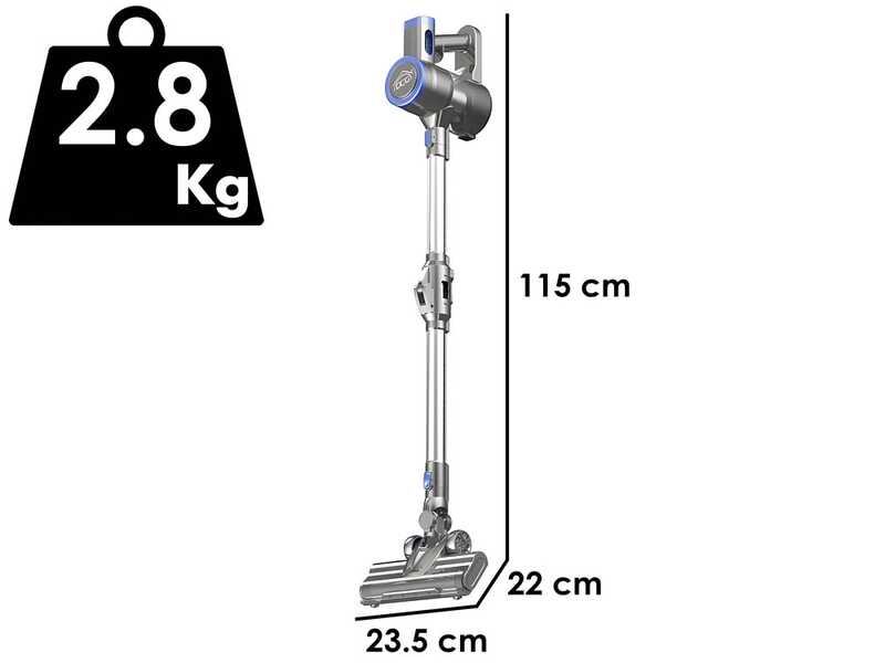 DCG BS5075 - Scopa elettrica ricaricabile senza filo - Batteria al litio 22.2 V/ 2 Ah