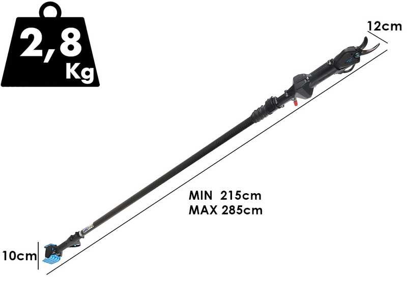 Campagnola NOVA 40 - Forbice elettrica a batteria su asta 150-220cm - 21.6V 5Ah - Diametro di taglio 40mm