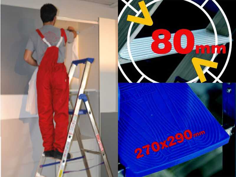 Marchetti CLIMB 03, 3 gradini, 1.45 m - Scalandrino in alluminio con cavalletto - Altezza stimata operativa 2.45 m