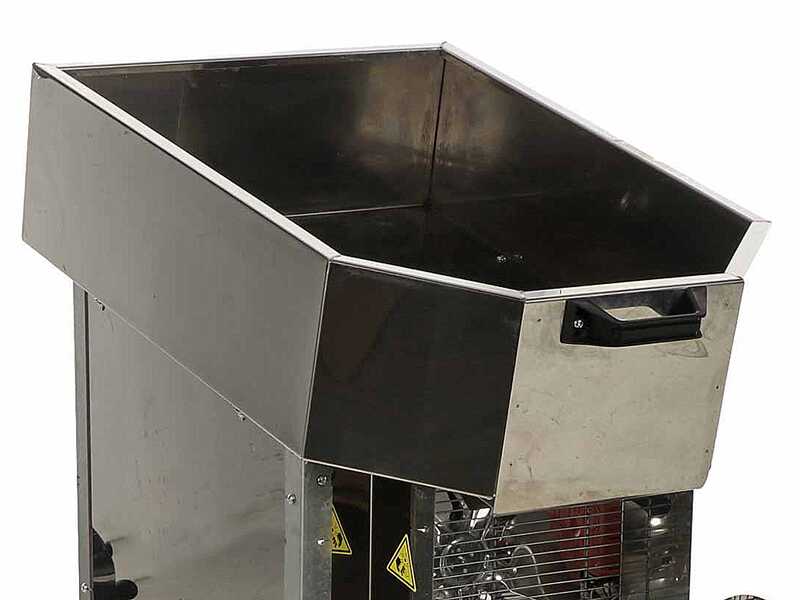 Jolly Falkom &ndash; Defogliatrice elettrica per olive in acciaio inox AISI 304 &ndash; Variatore di velocit&agrave; e vasca 77 L