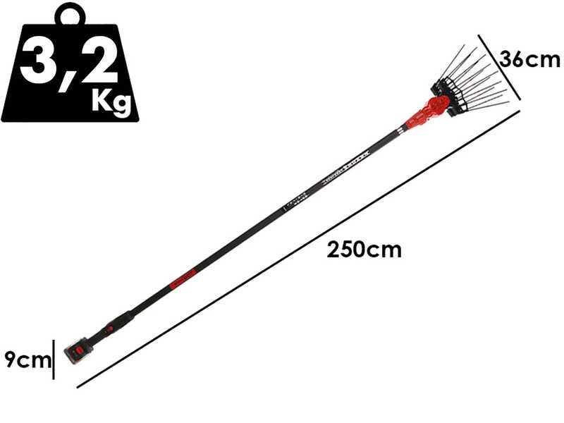 Aima Tandem Cordless - Abbacchiatore elettrico a batteria - Asta fissa in alluminio - 250cm- 3 x 21V 5.2Ah