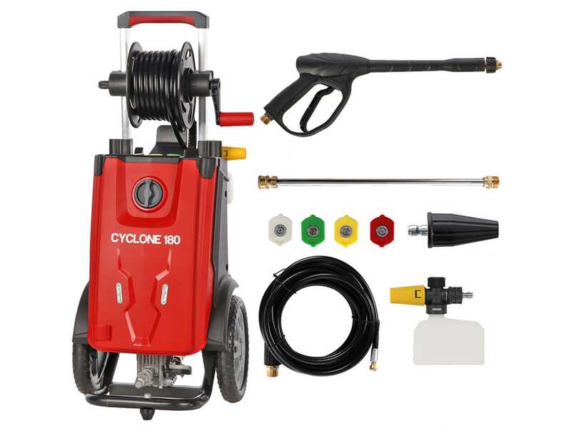 GeoTech Cyclone 180 - Idropulitrice con lancia professionale + spurgatubi - 180 bar - 480 l/h