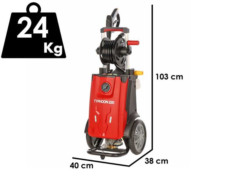 GeoTech Typhoon 220 - Idropulitrice con lancia professionale + spurgatubi - 220 bar - 510 l/h