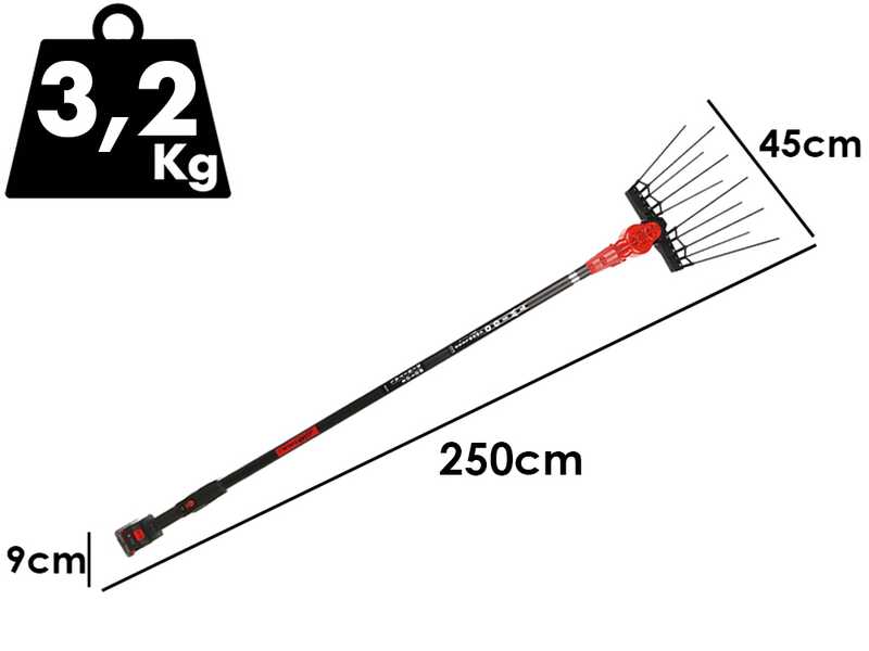 Aima Twigo Cordless - Abbacchiatore elettrico 250cm a batteria al litio 3x 21V 5.2Ah - Asta fissa in alluminio