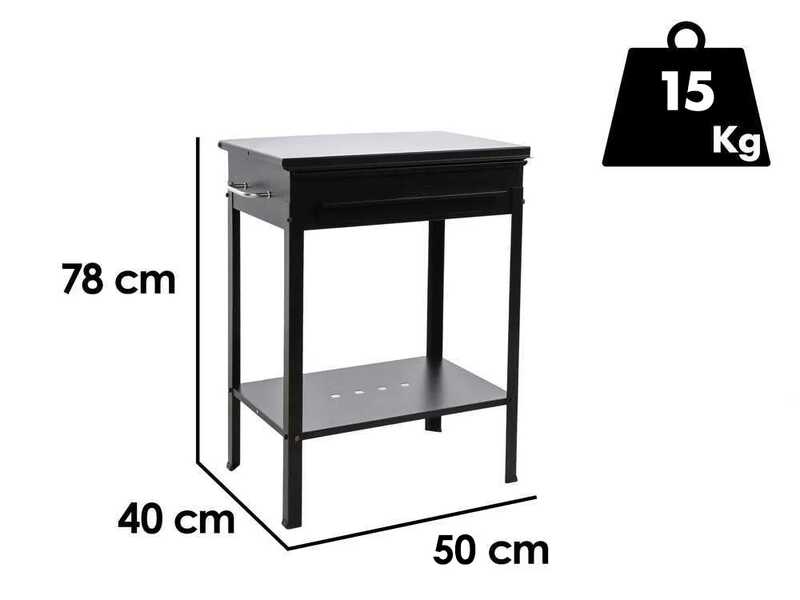 OUTLET - SENZA IMBALLO ORIGINALE - Mille Stromboli Medium - Barbecue in ferro artigianale a carbone - 47,5x37cm