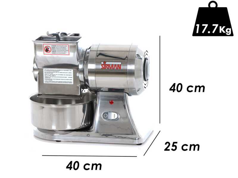 OUTLET - UTILIZZATO PER PROVA - Grattugia Elettrica Professionale Sirman GF - Corpo in alluminio lucidato - Monofase 230 V / 0.8Hp