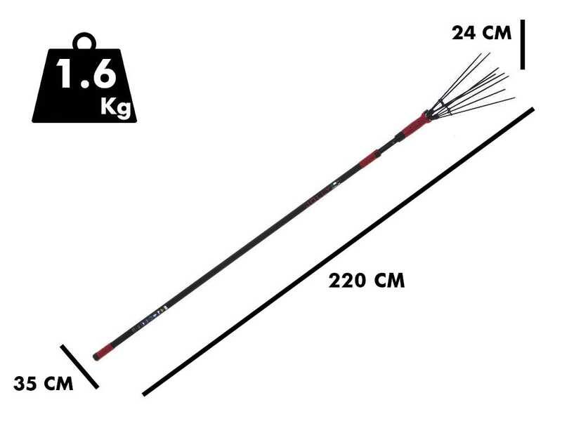 Archman AB01 - Abbacchiatore elettrico con asta telescopica - 220-315 cm - Con cavo per collegamento a batteria 12V