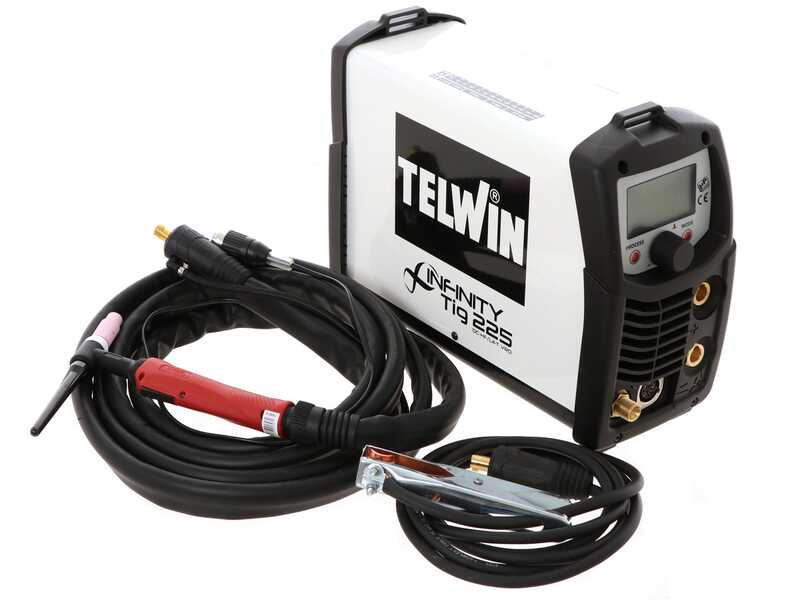 Telwin Infinity 225 DC - Saldatrice Inverter (TIG HF/LIFT, MMA) + Kit, VRD, corrente continua (DC), con display LCD
