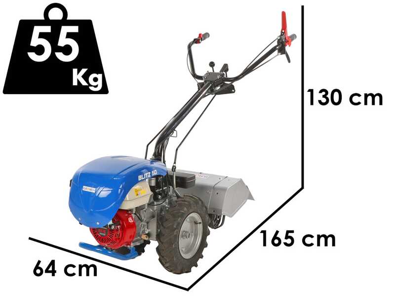EuroMech BLITZ  50 - Motocoltivatore a benzina - Honda GX200 - 6.5 HP