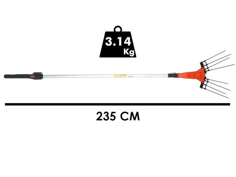 Stocker E-51 21V - Abbacchiatore a batteria con asta telescopica - 235-315 cm - 4Ah 21V