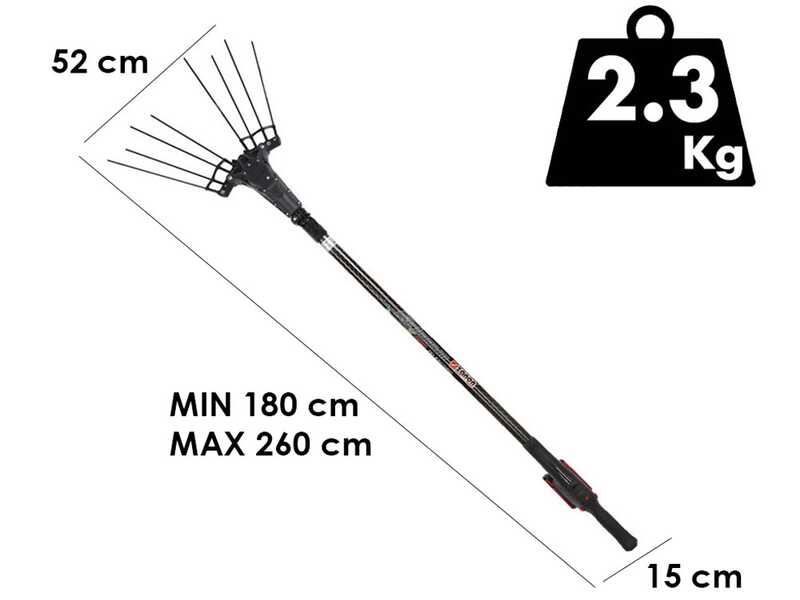 Zanon Karbonium X PRO AL-200 - Abbacchiatore a batteria -  Asta telescopica 180 - 260 cm - 18V/10Ah