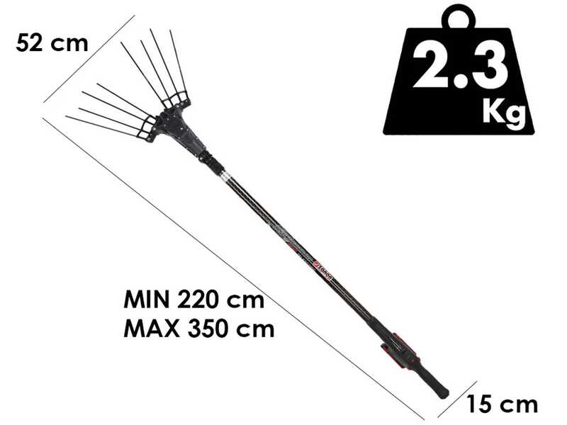 Zanon Karbonium X PRO AL-300 - Abbacchiatore a batteria - Asta telescopica 220 - 350 cm - 18V/10Ah