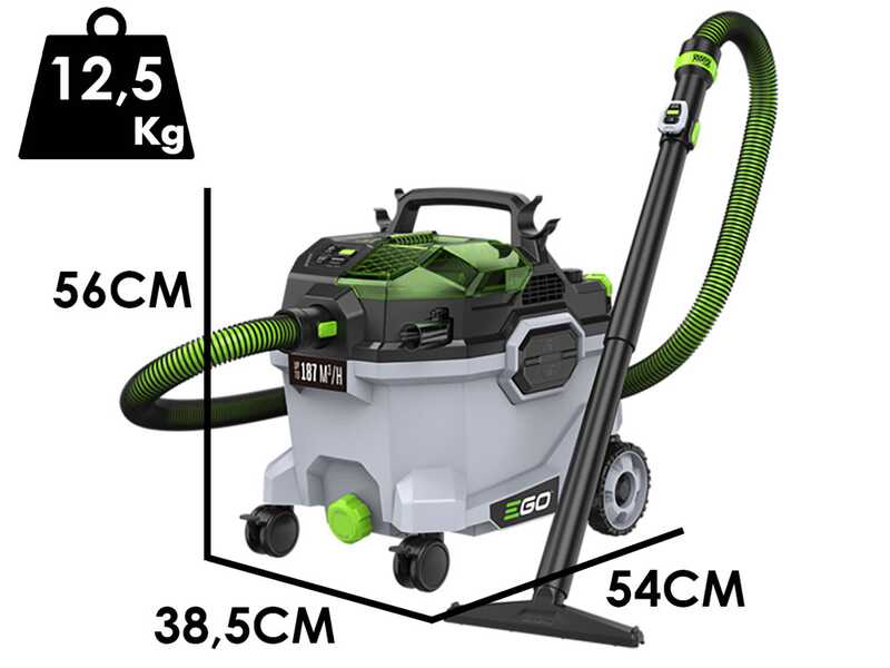 Ego WDV 0900E - Aspirasolidi e liquidi a batteria - Bidone 34L - 56V - 5Ah