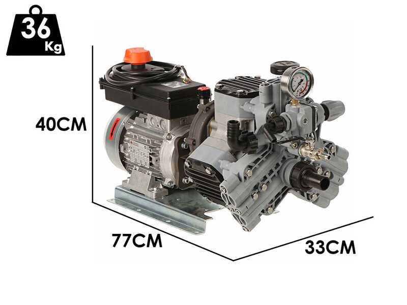 Kit motopompa elettrica da irrorazione con carrello - Comet MTP P40/20 TRF90 HP3 BA SCAT EL - Per prodotti chimici e acidi