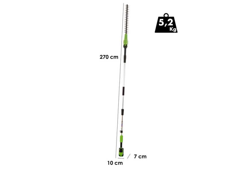 Greenworks G48PHTII - Tagliasiepi a batteria su asta di prolunga - 48V 2Ah