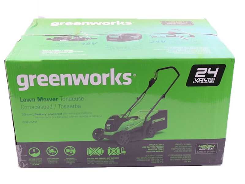 Greenworks GD24LM33 - Tagliaerba a batteria - 24V/8Ah - Taglio 33 cm