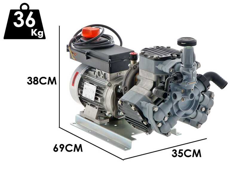 Kit motopompa elettrica da irrorazione con carrello - Comet MTP P40/20 EL - Per prodotti chimici e acidi