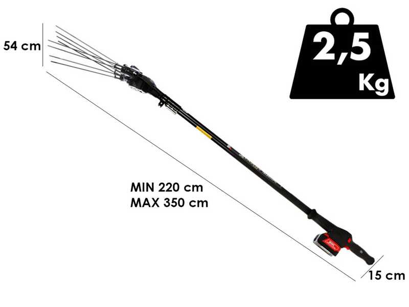 Zanon Murcielago X Lazer AL-300 - Abbacchiatore a batteria - Asta telescopica 220 - 350 cm - 18V 10Ah
