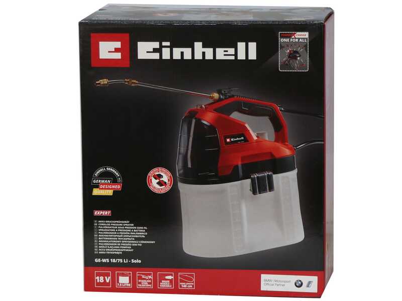 Einhell GE-WS 18/75 Li - Pompa irroratrice a tracolla a batteria 7.5L - 18V 5.2Ah