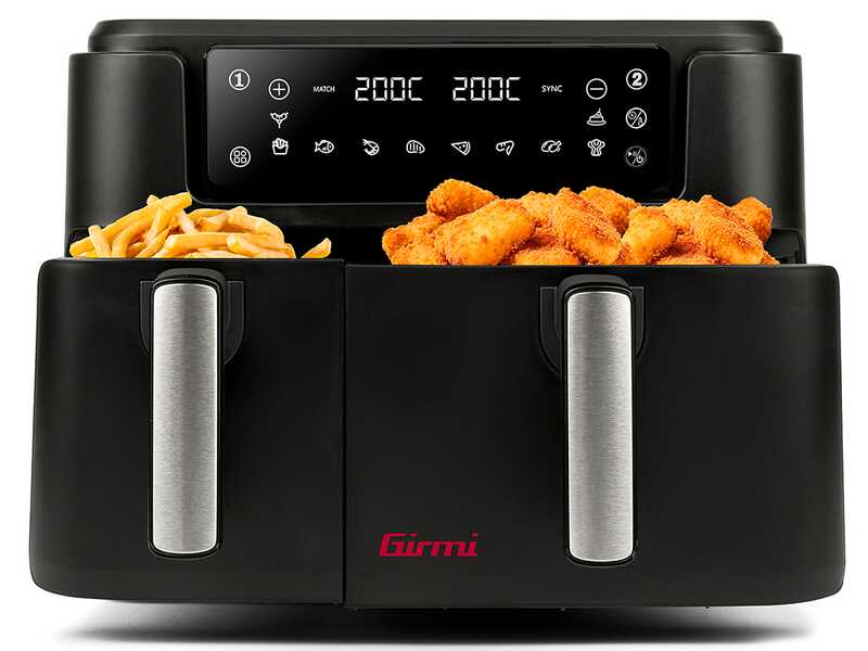 Girmi FG26 Ecofrit Bis - Friggitrice ad aria doppio cestello digitale 9L