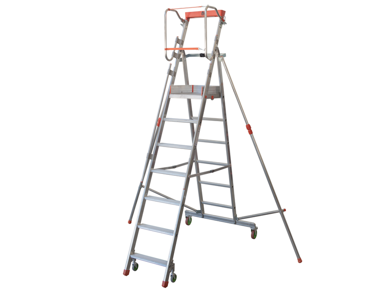 OUTLET - PICCOLI DIFETTI ESTETICI - Facal Cast&agrave; CTA-7, 6 gradini, 2.88 mt - Scala in alluminio pieghevole su ruote