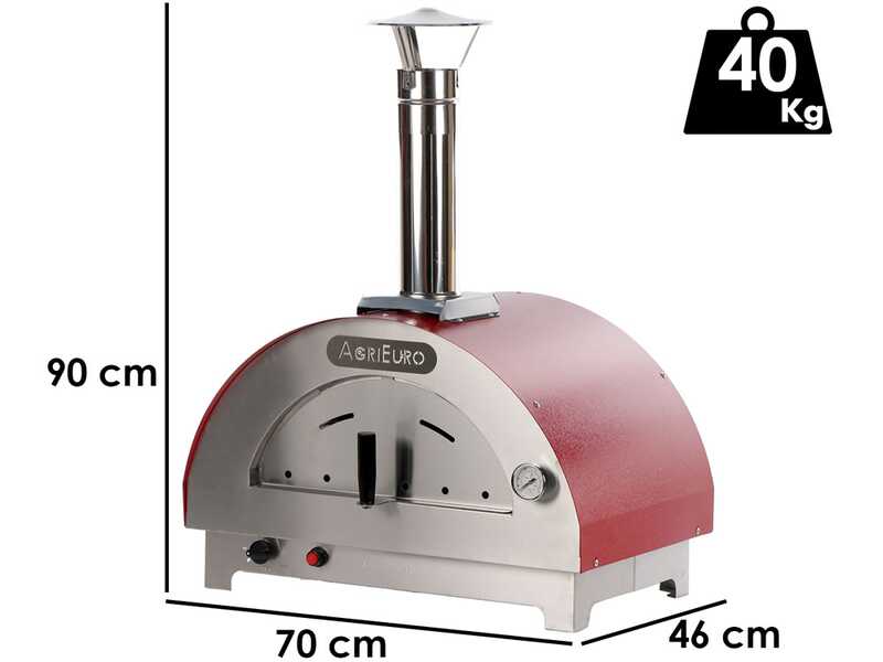 OUTLET - PICCOLI DIFETTI ESTETICI - Forno a gas per pizza da esterno Rosso - per 1 pizza