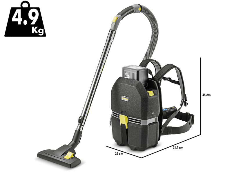 Karcher PRO BVL 3/1 Bp - Aspirapolvere a zaino professionale a batteria - 36V 5Ah