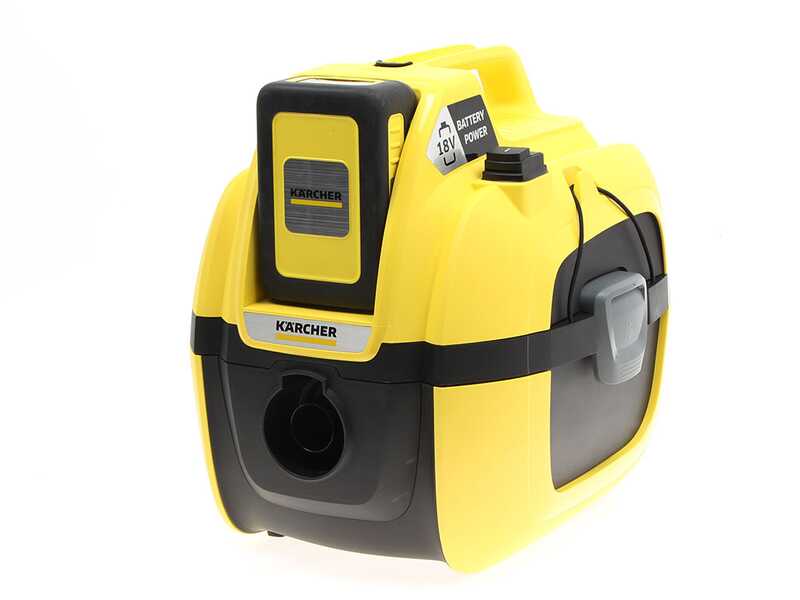 Karcher WD 1 - Aspirapolvere multiuso a batteria 18V 5Ah - Solidi liquidi e soffiatore