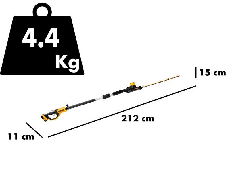 DeWalt DCMPH566P1-QW - Tagliasiepi elettrico su asta orientabile - Batteria 18V 2Ah