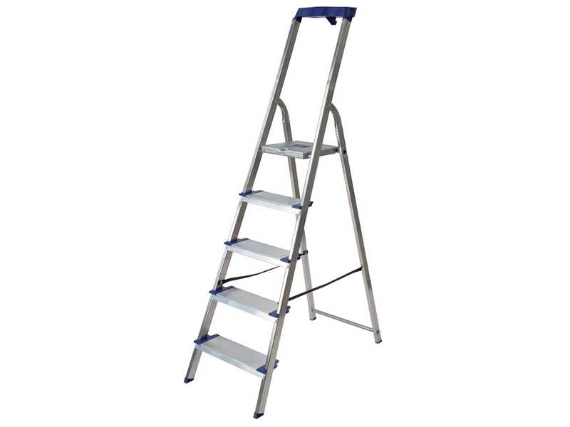 Facal Maxi GM/5M, 5 gradini, 1.66 m - Scalandrino in alluminio con cavalletto - Altezza stimata operativa 2.95 m
