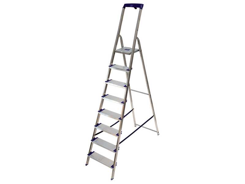 Facal Maxi GM/8M, 8 gradini, 2.32 m - Scalandrino in alluminio con cavalletto - Altezza stimata operativa 3.61 m