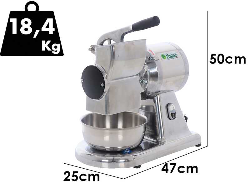 Fimar GR12S - Grattugia elettrica - 230 V - 1 HP - Gruppo macinazione in alluminio - Senza inversione di marcia