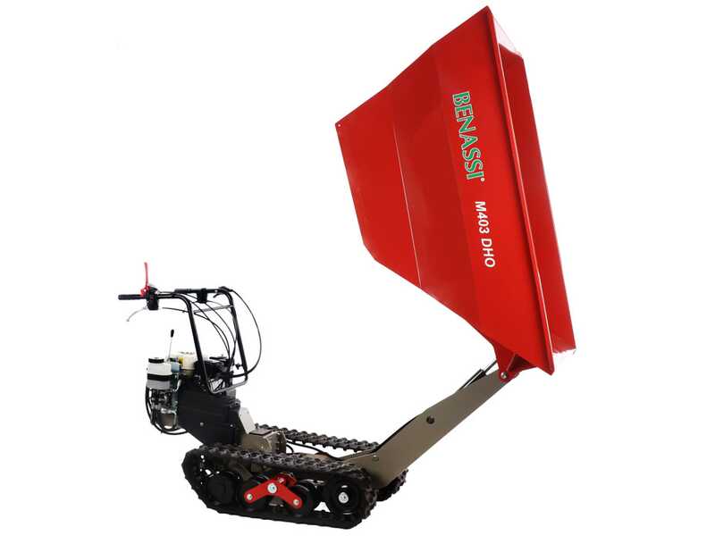Benassi M403DHO - Motocarriola cingolata - Cassone dumper idraulico con scarico alto - Portata 400Kg