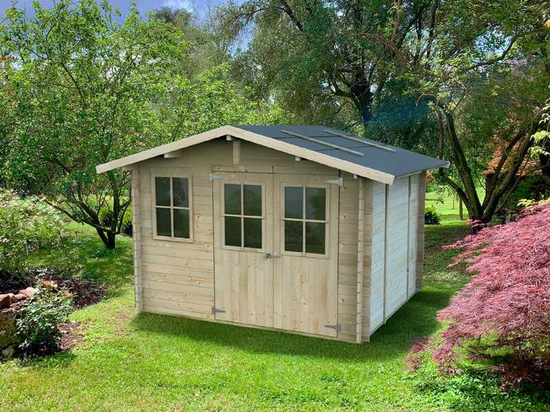 Alce Cortona Express 296x249 - Casetta da giardino in legno - Con finestre e porta a doppia anta - 296x249x220 cm