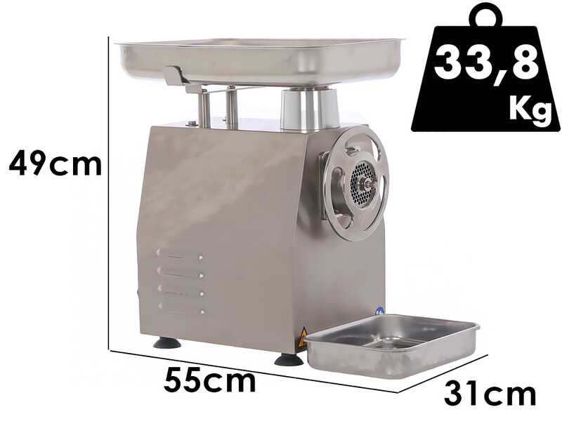 Fimar 22RG - Tritacarne elettrico - 230 V - 1.5 HP - Gruppo macinazione in INOX - Con inversione di marcia