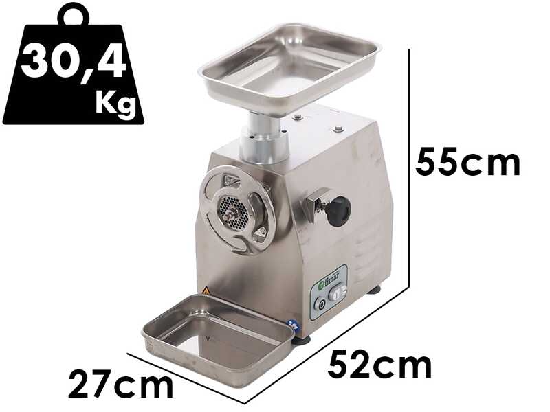 Fimar 22RS - Tritacarne elettrico - 230 V - 1.5 HP - Gruppo macinazione in INOX - Con inversione di marcia