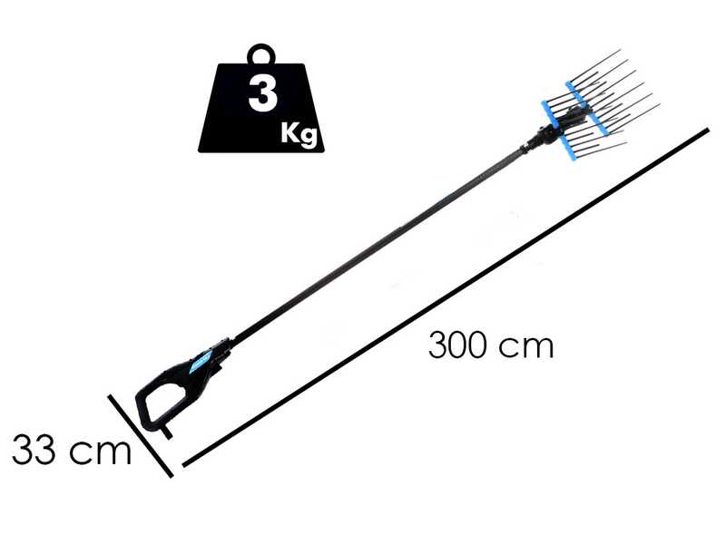 Campagnola Alice STAR 58 PLUS - Asta in carbonio - 300 cm - Abbacchiatore Elettrico - Batteria a zaino inclusa