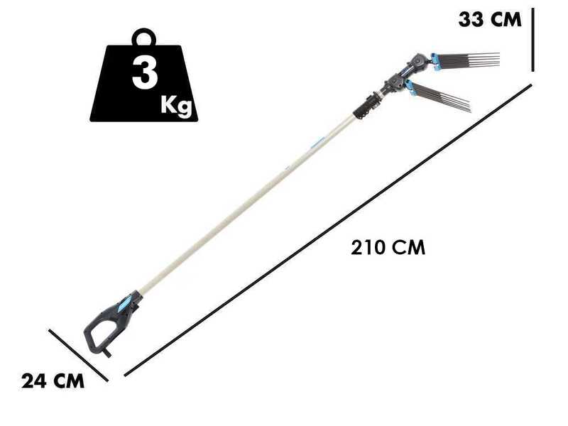 Campagnola Alice STAR 58 PLUS - Asta in alluminio - 210 - 280 cm - Abbacchiatore elettrico - Batteria a zaino inclusa