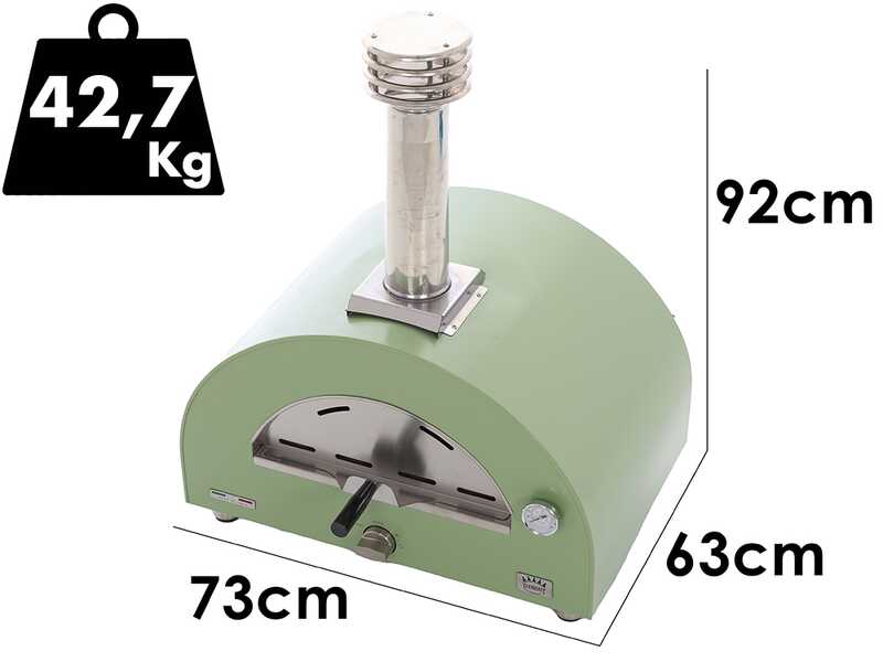 Clementi Remida - Forno a gas per pizza da esterno - Camera di cottura 60 x 40 cm - 1 Pizza - Verde