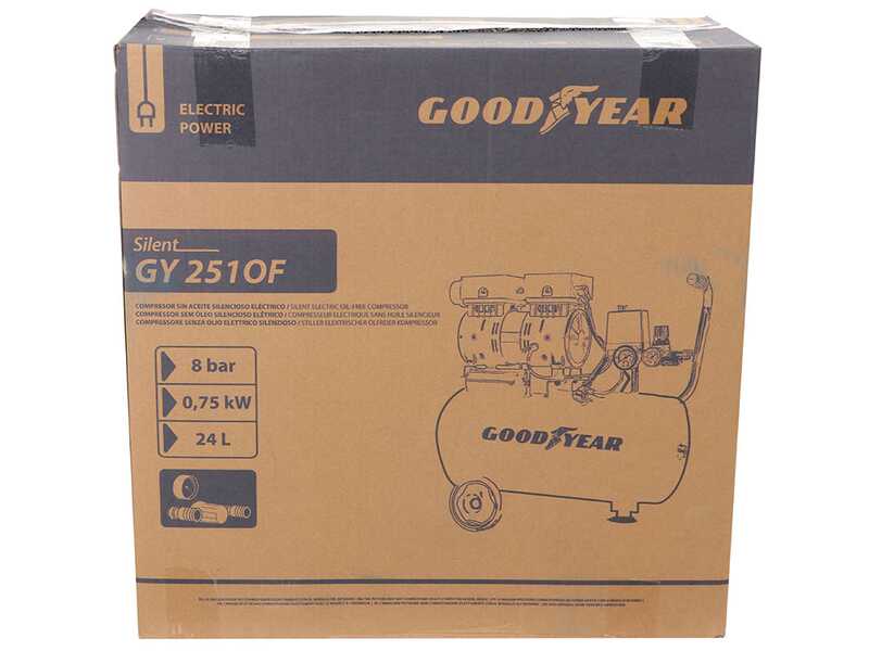 OUTLET - PICCOLI DIFETTI ESTETICI - Goodyear GY2510OF - Compressore aria elettrico - Serbatoio 24 litri - Pressione 8 Bar
