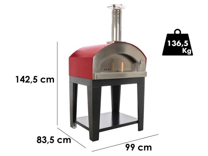 OUTLET - DIFETTI ESTETICI - Rossofuoco Nonna Luisa Rosso - Forno a legna da esterno con carrello