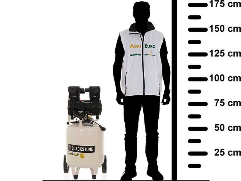 OUTLET - PICCOLI DIFETTI ESTETICI - BlackStone V-SBC50-15 - Compressore aria silenziato oilless - Motore 1.5 HP - 50 Litri - Verticale